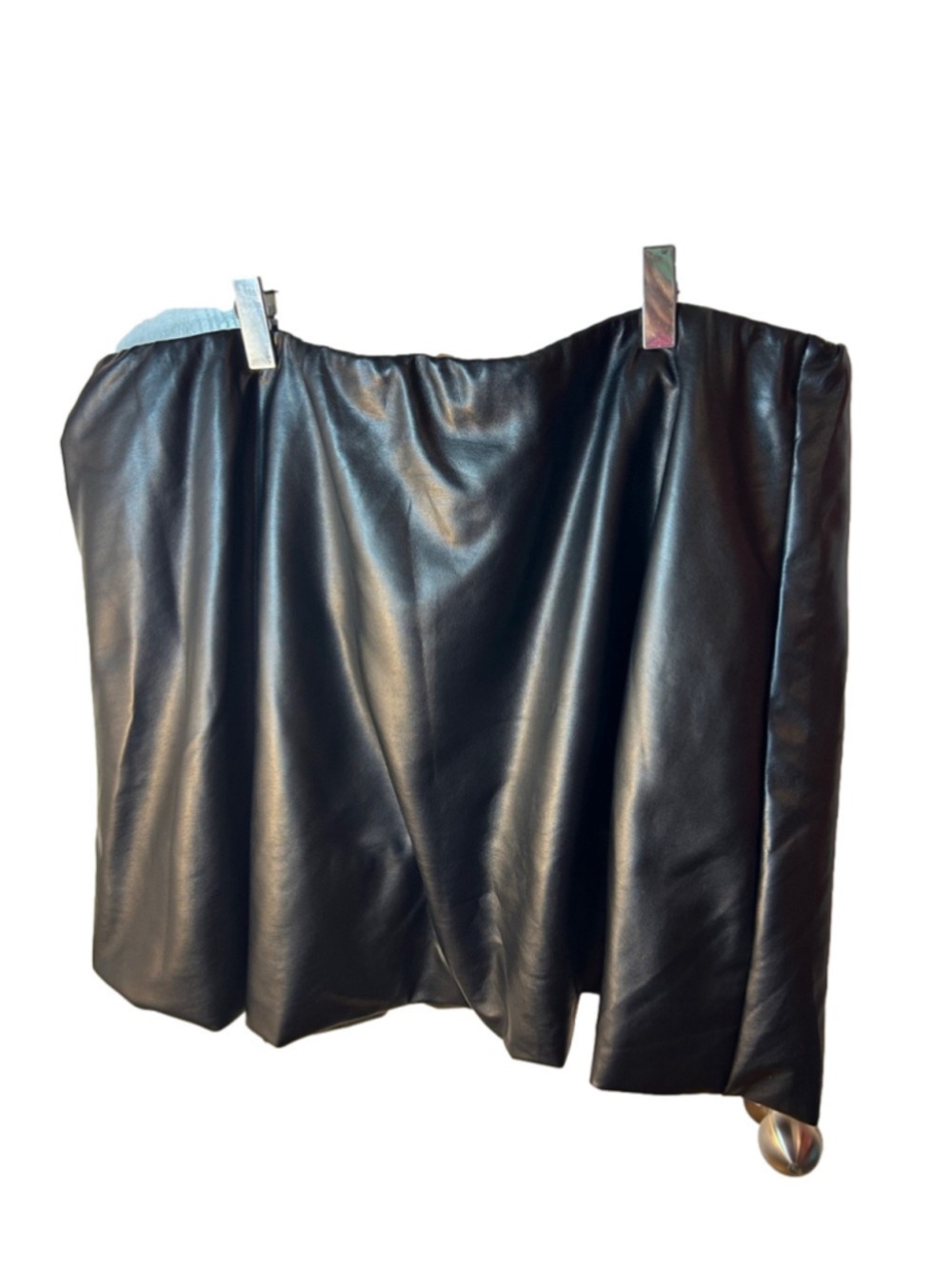 Eloquii Women's Black Bubble Faux Leather Skirt Stylish Mini A-Line size 22